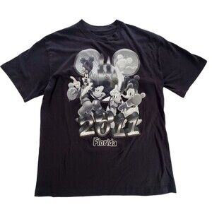 Disney Walt Disney World Florida 2011 Black T Shirt Raised Graphic Adult XL